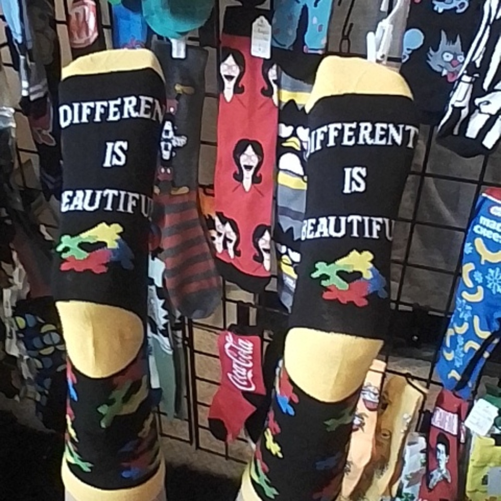 Autism 'Different Is Beautiful' Colorful Puzzle Pattern Socks - Picture 4 of 7